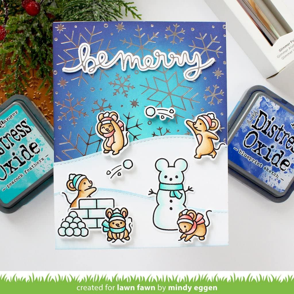 Lawn Fawn - Snowball Fight - Stamps Set and Dies Set - 2 Item Bundle