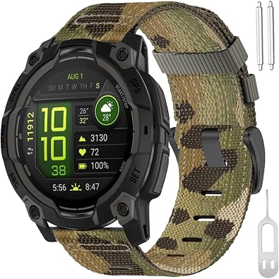 Compatible for Garmin Instinct Watch Band 45mm 50mm Men Women,22mm 26mm Pro Tactical Camouflage Rugged Nylon Bands for Instinct 3 Amoled /2/1/Solar/Tactical/Tide/Esports
