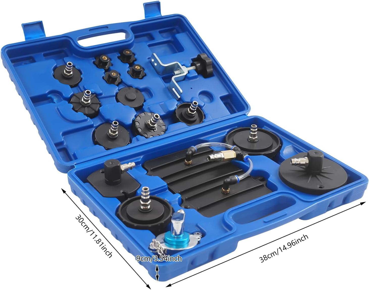 Cylinder Bleeder Kit,Brake Fluid Pressure Bleeder Adapter Kit w/12 Adapters & Toolbox,Master Cylinder Cap Adapters for Nissan Honda Toyota BMW Audi