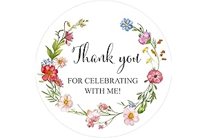Thank You Party Favor Stickers, Anwyll Wildflower Thank You Sticker 60Pcs, 2-Inch...