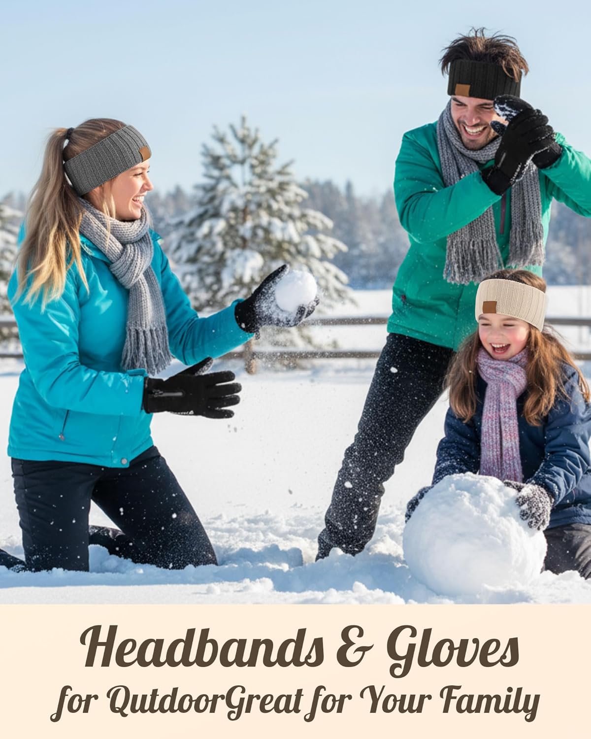 JaGely 6 Pieces Winter Headbands and Glove Set Warm Gift Fleece Lined Ear Muff Touchscreen Waterproof Running Glove Women Man - Image 6