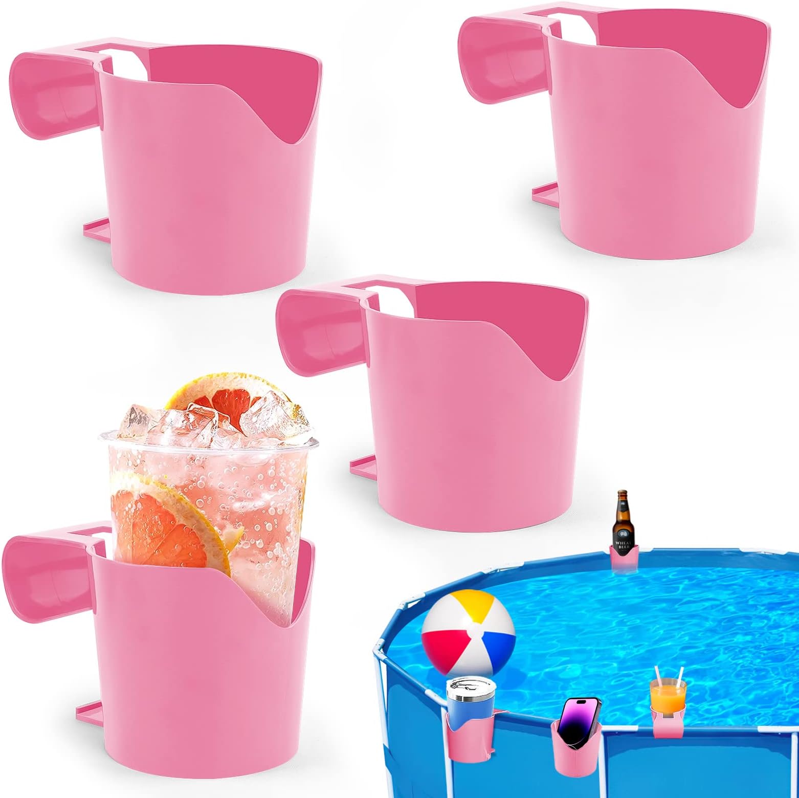 4 Pack Poolside Cup Holder Above Ground Pool Drink Holder No Spill Drink Holder Pool