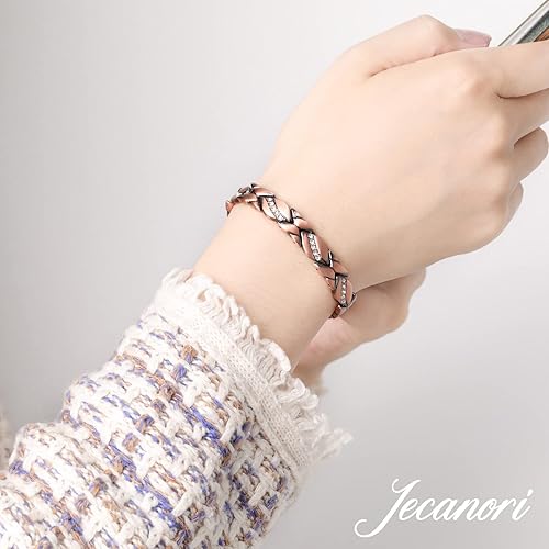 Miniatura 6 de Jecanori Pulseras de cobre para mujer pulseras magnéticas de cristal para mujer con 3500 imanes Gauss 999 de cobre puro regalo de joyería de Navidad