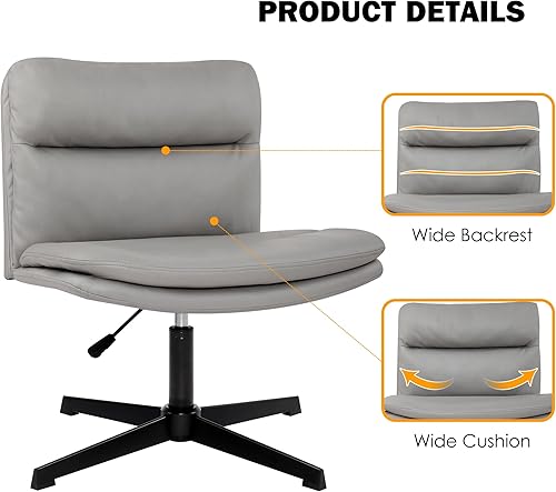 Miniatura 7 de GOTMINSI Silla de oficina con patas cruzadas, sillas de escritorio sin brazos, sillas de tocador modernas giratorias con cojín grueso, silla de
