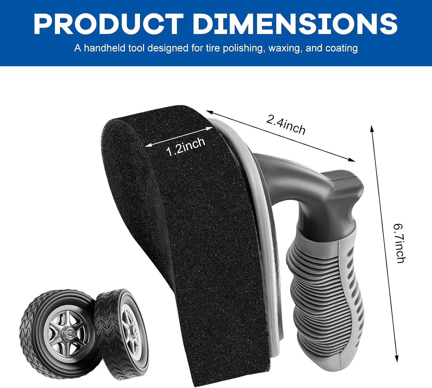 Car Tire Shine Applicator, Vehicle Tire Polishing Sponge Pad Brush with Anti-Slip Handle, High-Density Sponge Tyre Dressing Applicator Brush for Cars Trucks Motorcycles