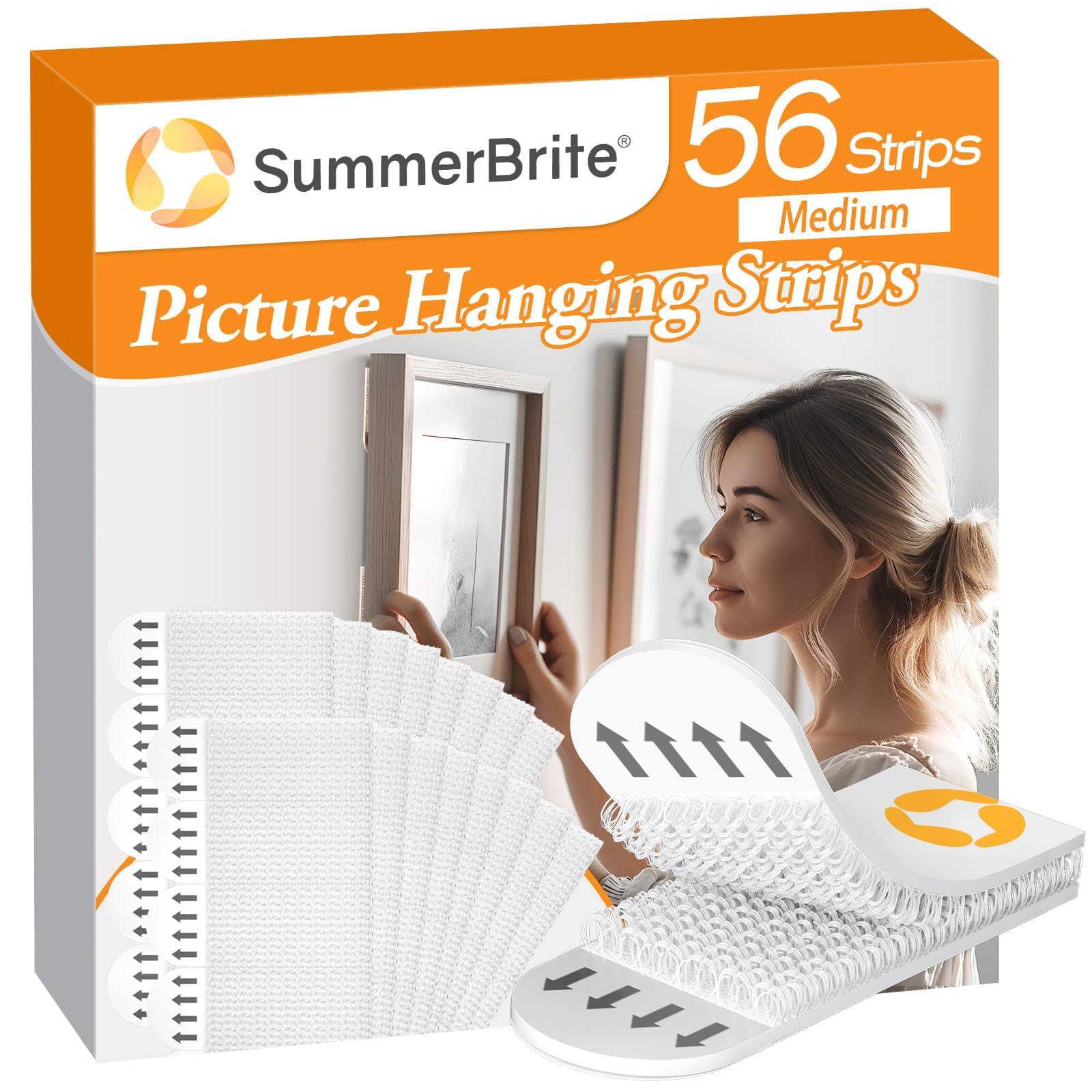 SummerBrite Sticky Wall Hanging Adhesive Strips, 28Pairs, Medium, White