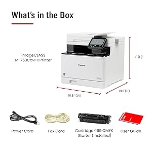 Canon Color imageCLASS MF753Cdw II - Wireless Duplex Laser Printer, All-in-One with Scanner, Copier, Fax, Auto Document Feeder, 3 Year Limited Warranty, 35 PPM