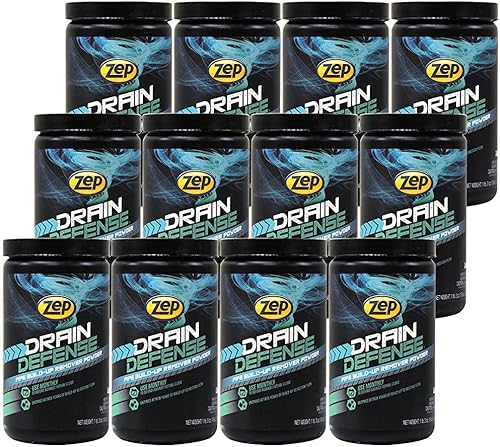 Zep Drain Defense ZDC16 - Limpiador de drenaje enzimático en polvo, 18 onzas (caja de 12), seguro para tuberías y sistemas sépticos