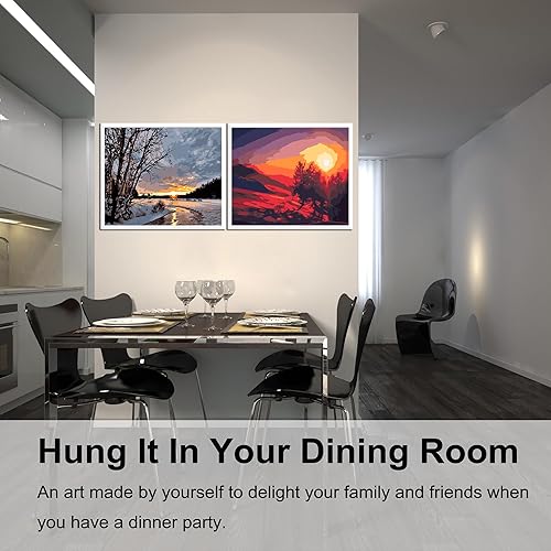 Miniatura 60 de Baisite 1112 Pintura por números, para adulto, principiante, niño, 12 pulgadas de ancho x 16 pulgadas de largo, 2 lienzos, 8 pinceles de madera