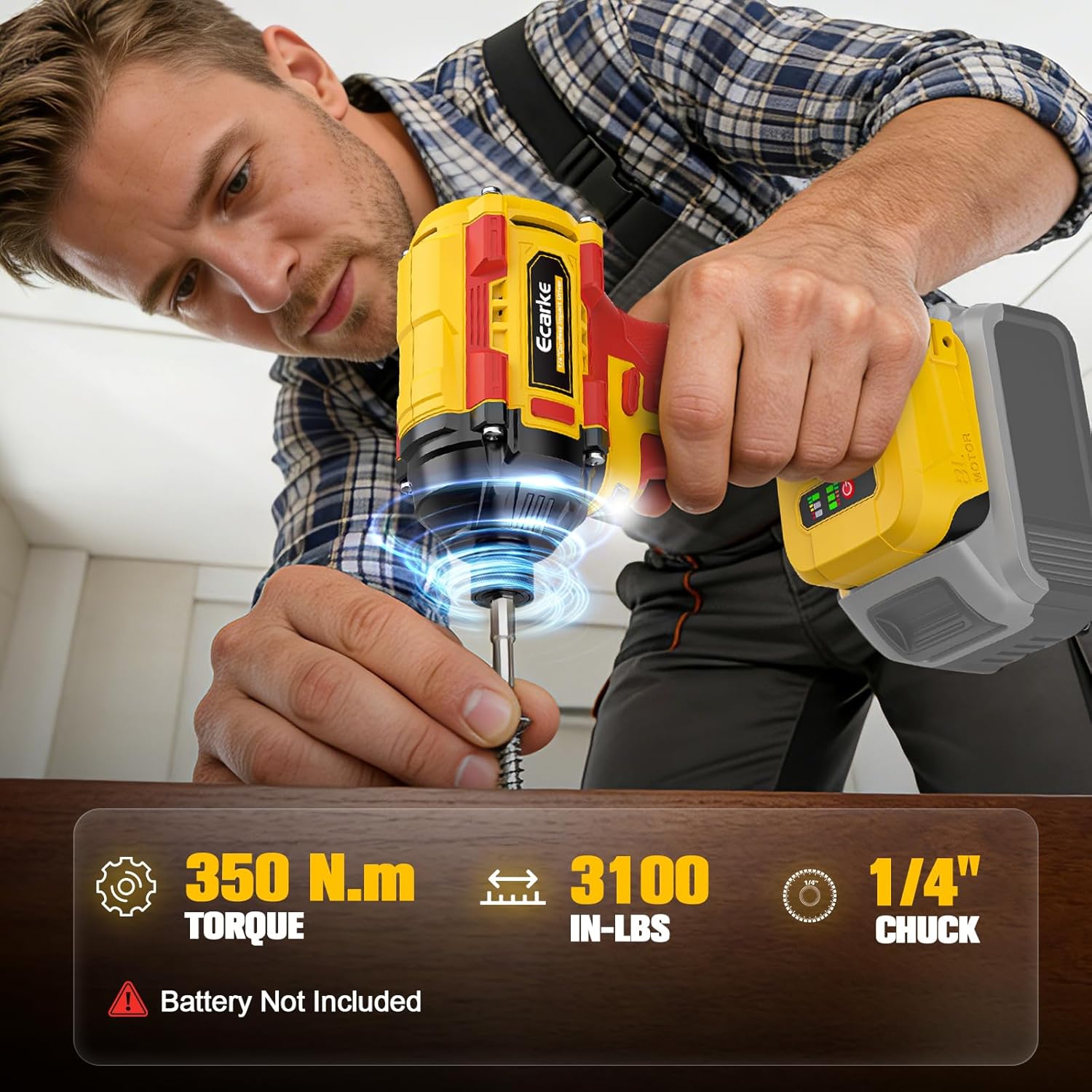 Ecarke Cordless Drill Driver Impact Driver Compatible with DeWalt 20V Battery (Bare Only), Brushless Power Tool Combo Kits, 3/8'' Drill 2800 In-lbs & 1/4'' Driver 440 In-lbs for Home DIY, Woodworking