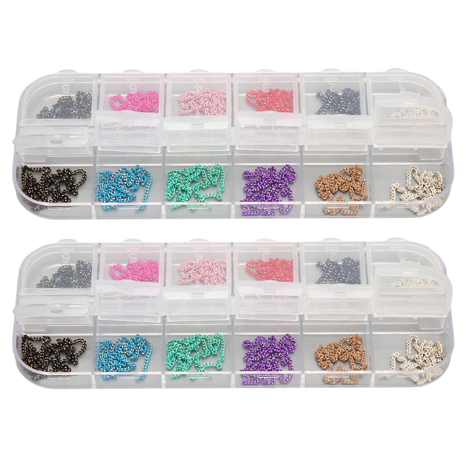 Nail Chains 2 Boxes Metal Nail Chain Decorations Punk Pendant Nail Ornaments Nail Art Supplies DIY Design for Salon Home Manicure Tips