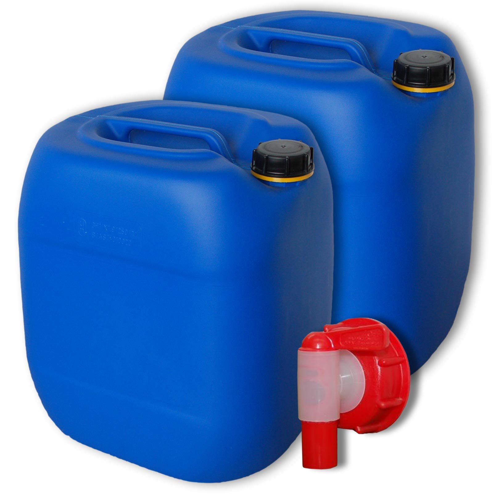 Bidons – Lot de 2 Jerricans 30 L, Bleu, avec 1 Robinet DIN 61 (22027x2+22010)