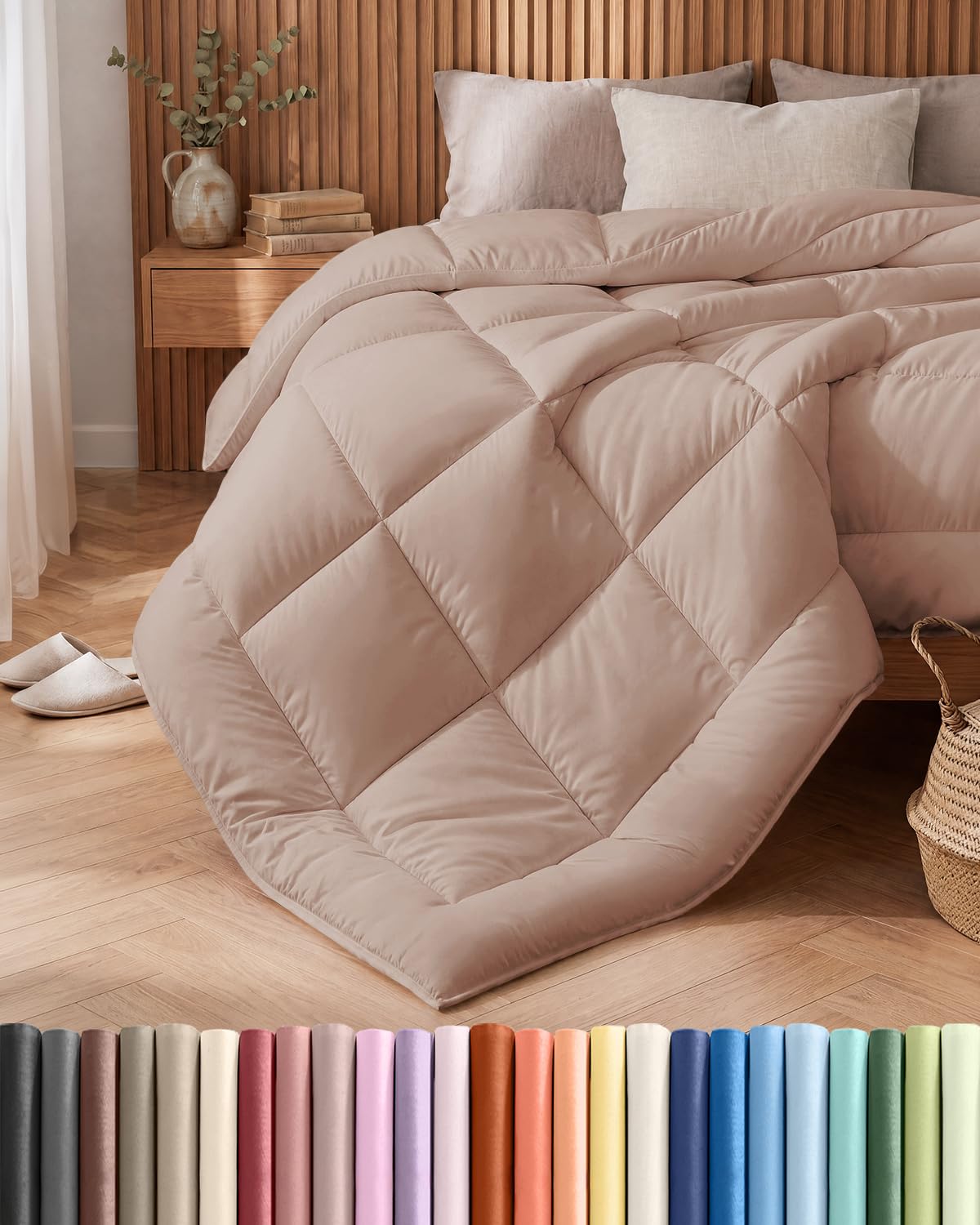 king size, mauve alternative down comforter - warm, lightweight & breathable hotel quality bedding set for men, women, kids and teens - all season oversized cooling microfiber duvet insert comforter