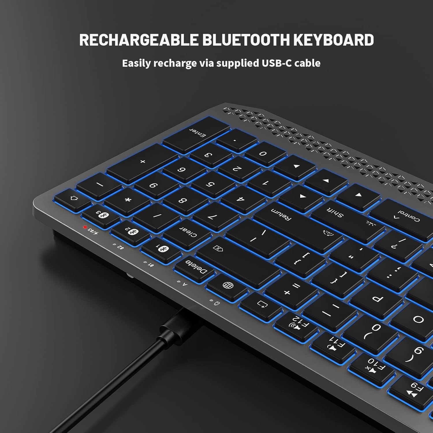 Holkonbe Bluetooth Keyboard for Mac OS - Backlit Multi-Device Mac Wireless Keyboard with Number Pad Compatible with MacBook Pro/Air, iMac, iMac Pro, Mac Mini, iOS, iPhone, iPad