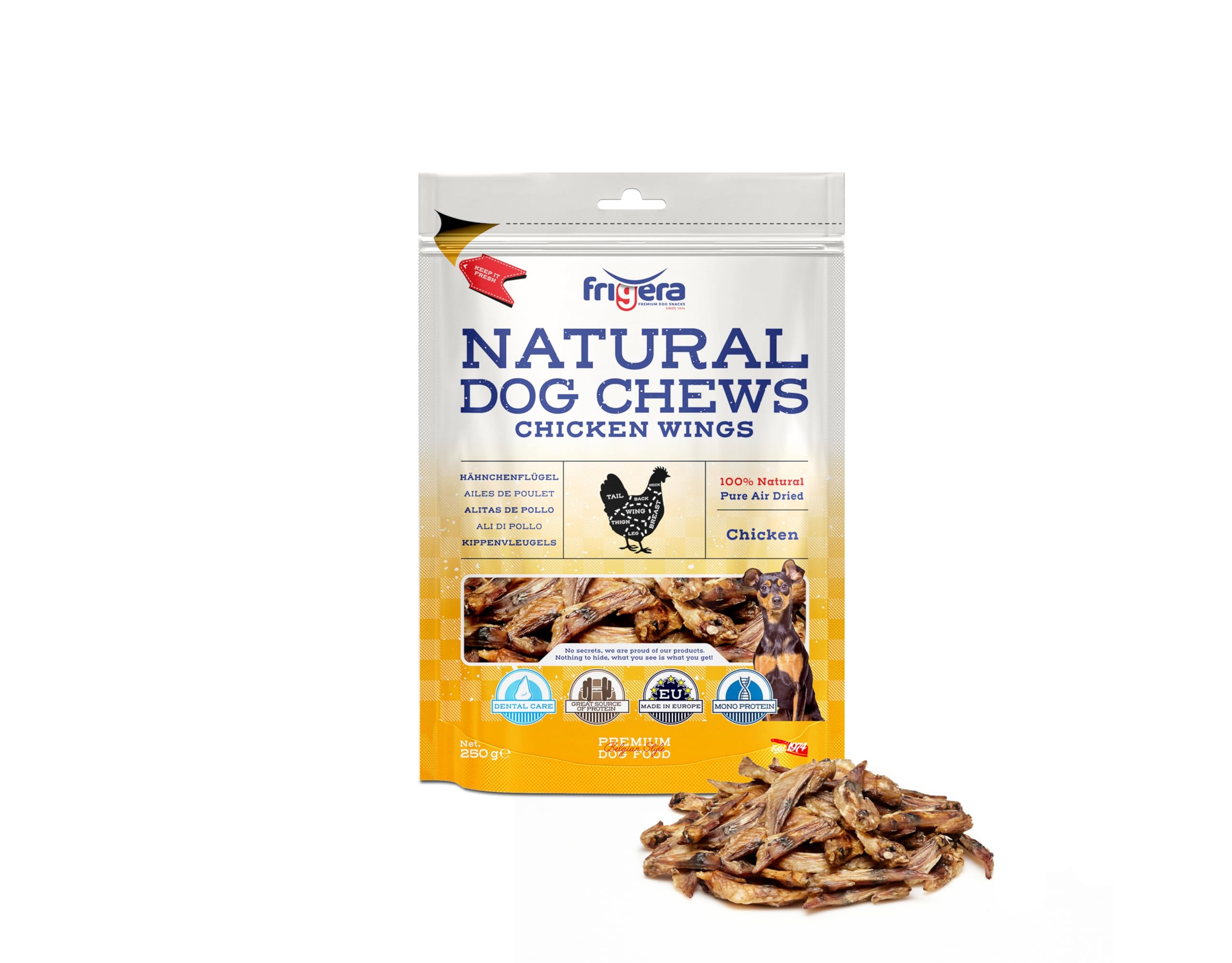 Frigera Chicken wings 250g – Natural dog snacks, Protein-rich, Gluten- and Grainfree, dog treats Without additives