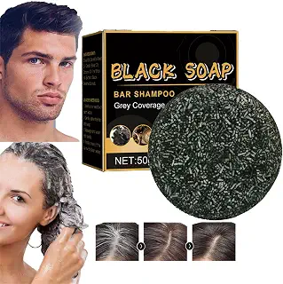 Mane Gray Reverse Bar Black Soap, Spartan Gray Hair Reverse Bar Shampoo - Gray White Hair Repair for Women Men, 灰色髪逆シャンプー黒石鹸-灰色白色髪修復女性男性、石鹸蓋灰色髪石鹸 (1PCS)