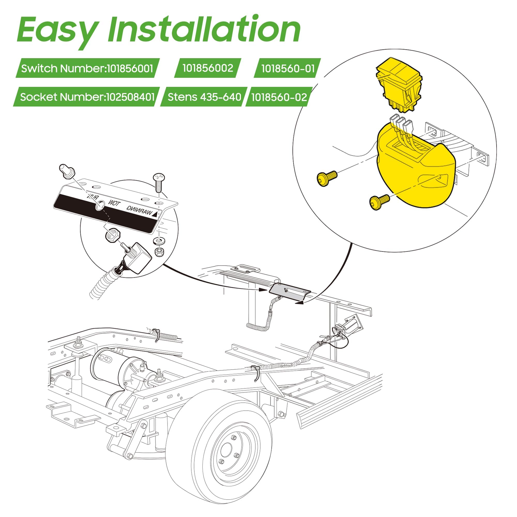 10L0L Interruttore di retromarcia avanti per golf cart compatibile con Club Car DS/Precedent (dal 1996 in poi)/avanti/tempo 48 V modelli di golf cart elettrico, interruttore a bilanciere FWD REV