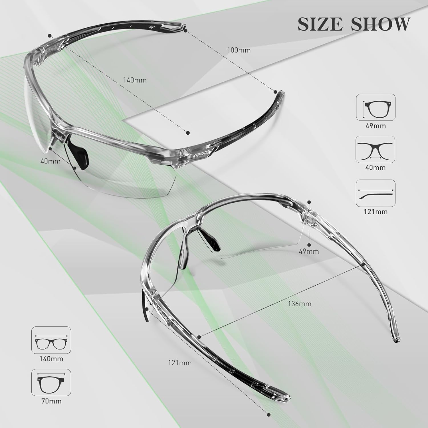 KAPVOE Photochromic Sports Sunglasses for Men Women Cycling Sunglasses UV400 Protection MTB BMX Running Riding Bike K87
