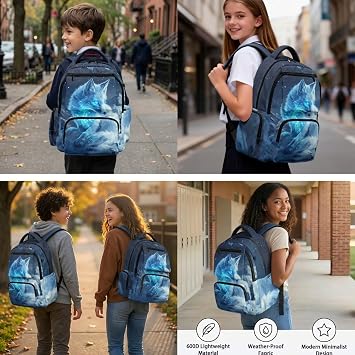 Foxes Backpack for School Teens Girls Bookbag with Lunch Box Pencil Case and Water Bottle Sleeve 4-in-1 Aesthetic Girl School Backpack with Side Pockets 17 inch Students Shoulder Bag