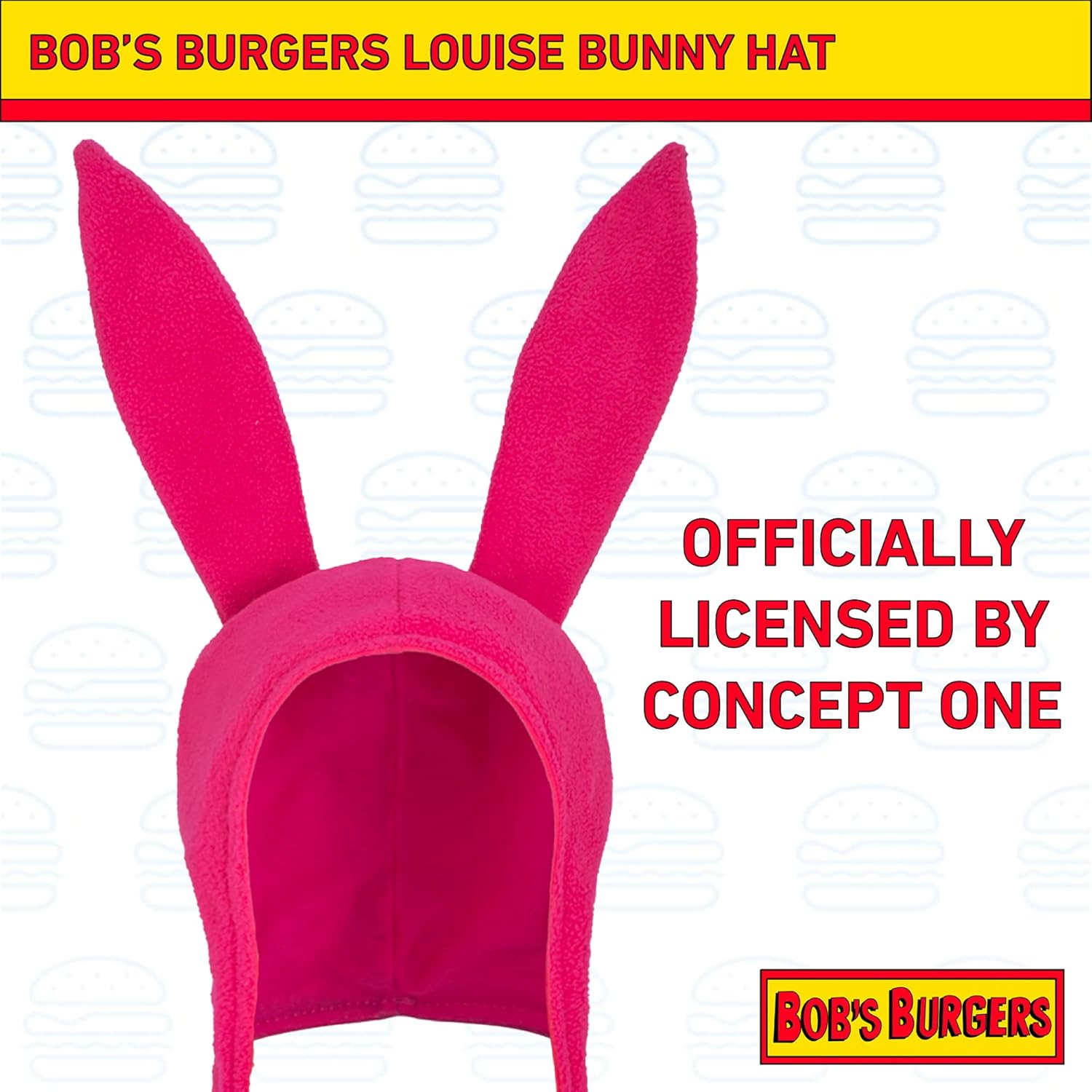Concept One Womens Bob's Burgers Louise Cosplay Bunny with Floppy Ears Fleece Beanie Hat, Pink, 0 US - Image 5