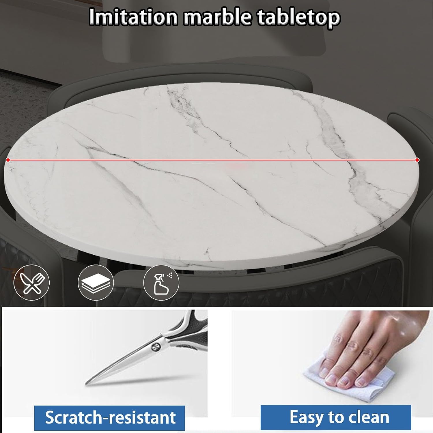 Office Reception Round Table, Negotiation Table and Chair Set for 4, Small Office Reception Room Club Table and Chair Set, Dining Table Soft Backrest Seat, Suitable for Lounge(Dark Gray)