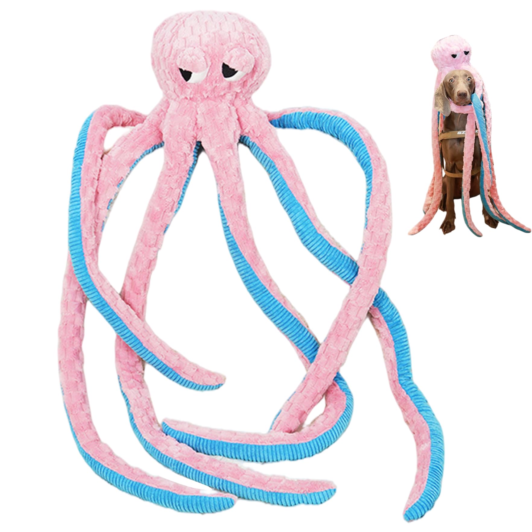 Juguete para perro indestructible, juguete para perro pulpo, juguetes chirriantes interactivos de 40 pulgadas para masticadores agresivos, pulpo de peluche suave y agradable para la piel para aliviar
