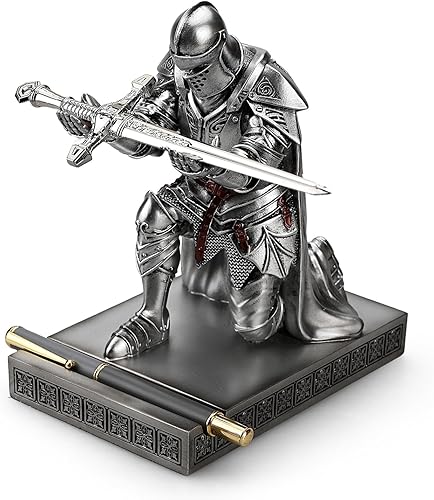 Miniatura 5 de King's Guard Leader Cloak Warrior Knight - Soporte para teléfono celular, estatua de caballero adorno, pisapapeles con un abridor de letras de