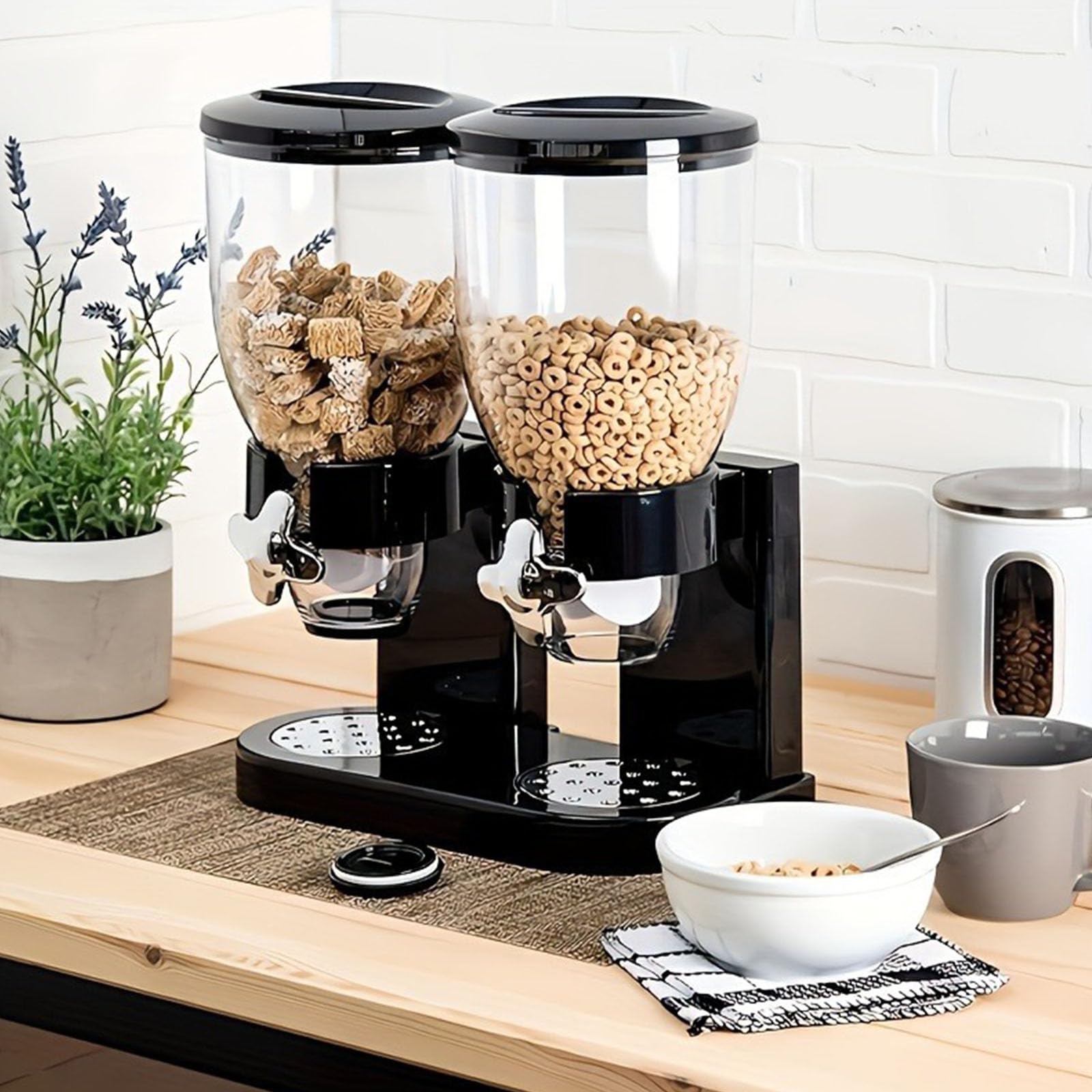 Distributore di cereali ad alta capacità da 2 litri, meccanismo di controllo triplo per un facile accesso agli snack e contenitore di stoccaggio