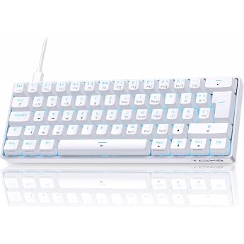TMKB T61SE Gaming Mechanical Keyboard with German QWERTZ Layout, Blue Switch, White