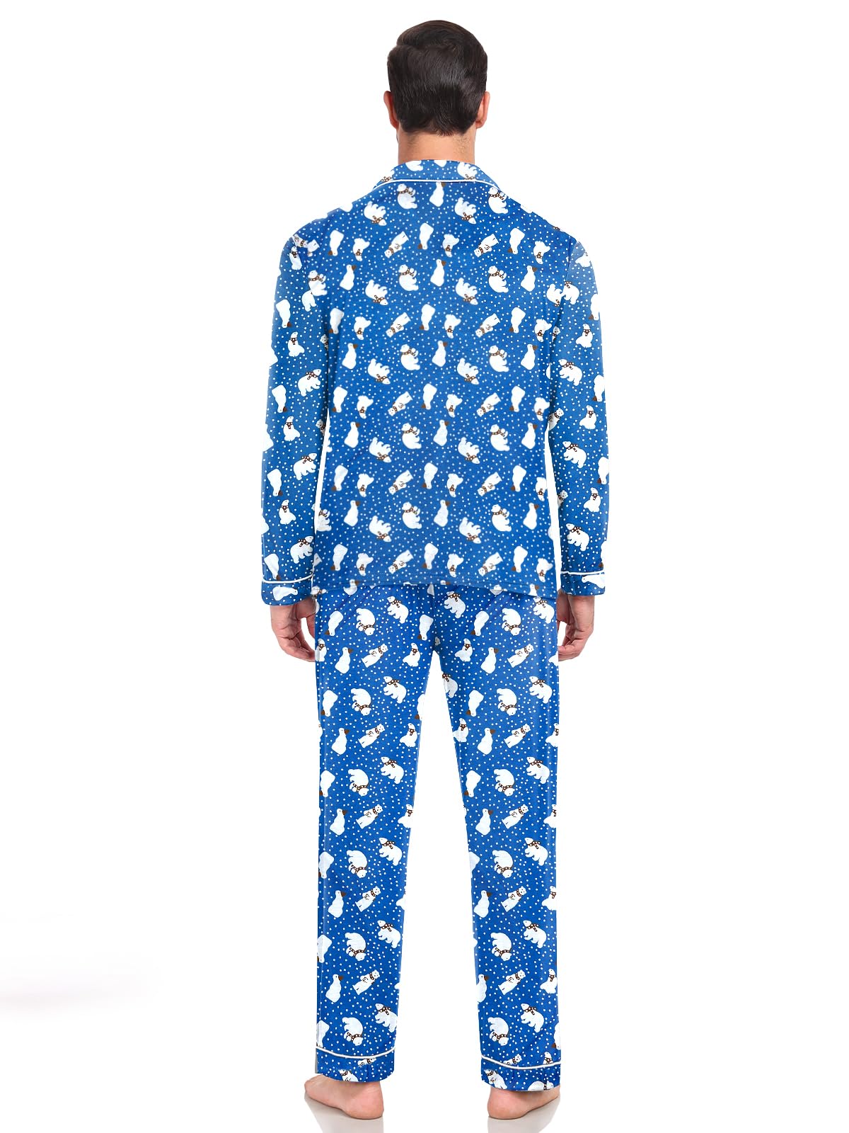 Pijamas de Navidad a juego para parejas, conjunto de pijama modal de manga larga con botones, ropa de dormir suave, ropa de descanso S-XXXL