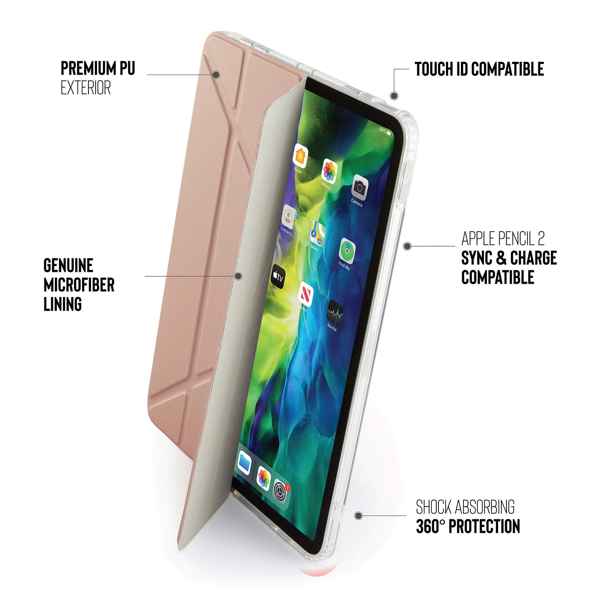 Pipetto Origami No1 27,7 cm [10.9] Custodia a libro Rose Gold (Pipetto iPad Air 10.9 Metallic Origam)