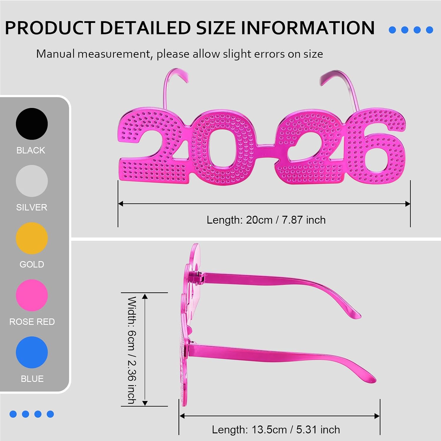 Copkim 5 Pcs 2026 Graduation Glasses Photo Booth Props Class of 2026 Plastic Sunglasses Eyeglasses Decorations Accessories Glitter Frames for Students Graduation Party