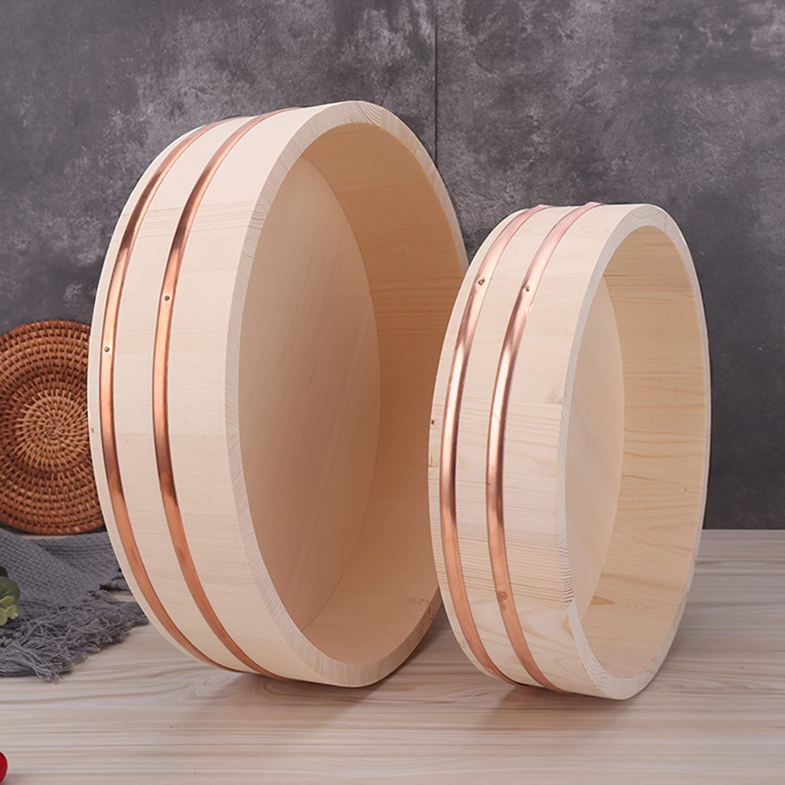 Bol mélangeur de riz à sushi en bois – Bac à riz japonais pour la préparation des sushis, 27 x 7,5 cm, parfait pour mélanger le riz à sushi et faire des plats à sushi