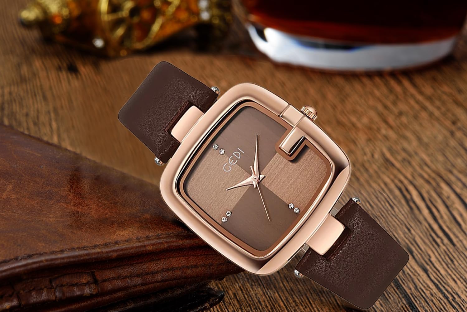 Gosasa Fashion Large Square Dial Women's Watch Minimalist Diamond Quartz Ladies Wristwatch High-end Leather Strap Casual Simple Waterproof Watches for Women - Image 6