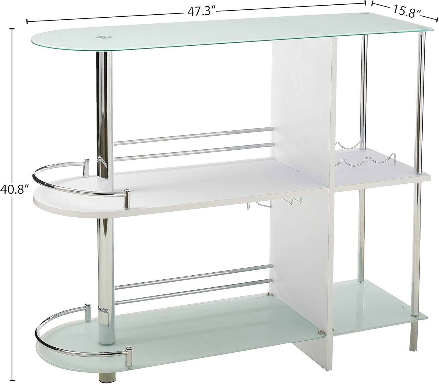 Kings Brand Furniture Bar Table with Two Tempered Glass Shelves, White : Home & Kitchen