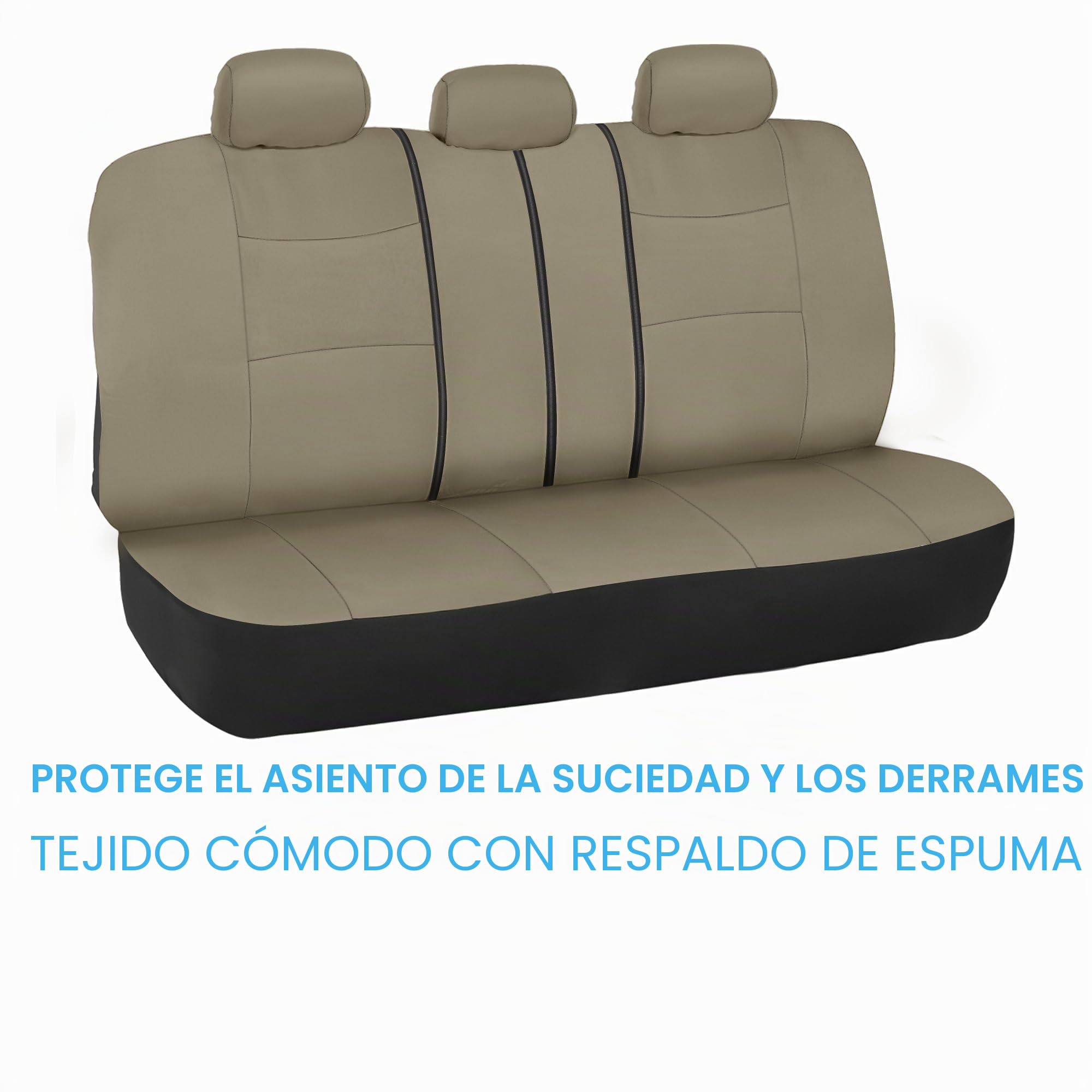 BDK PolyPro - Juego Completo de Fundas de Asiento de Coche en Color Beige sólido, Fundas de Asiento Delantero y Trasero Dividido para Coches, fácil de Instalar, Accesorios de Coche para automóviles,