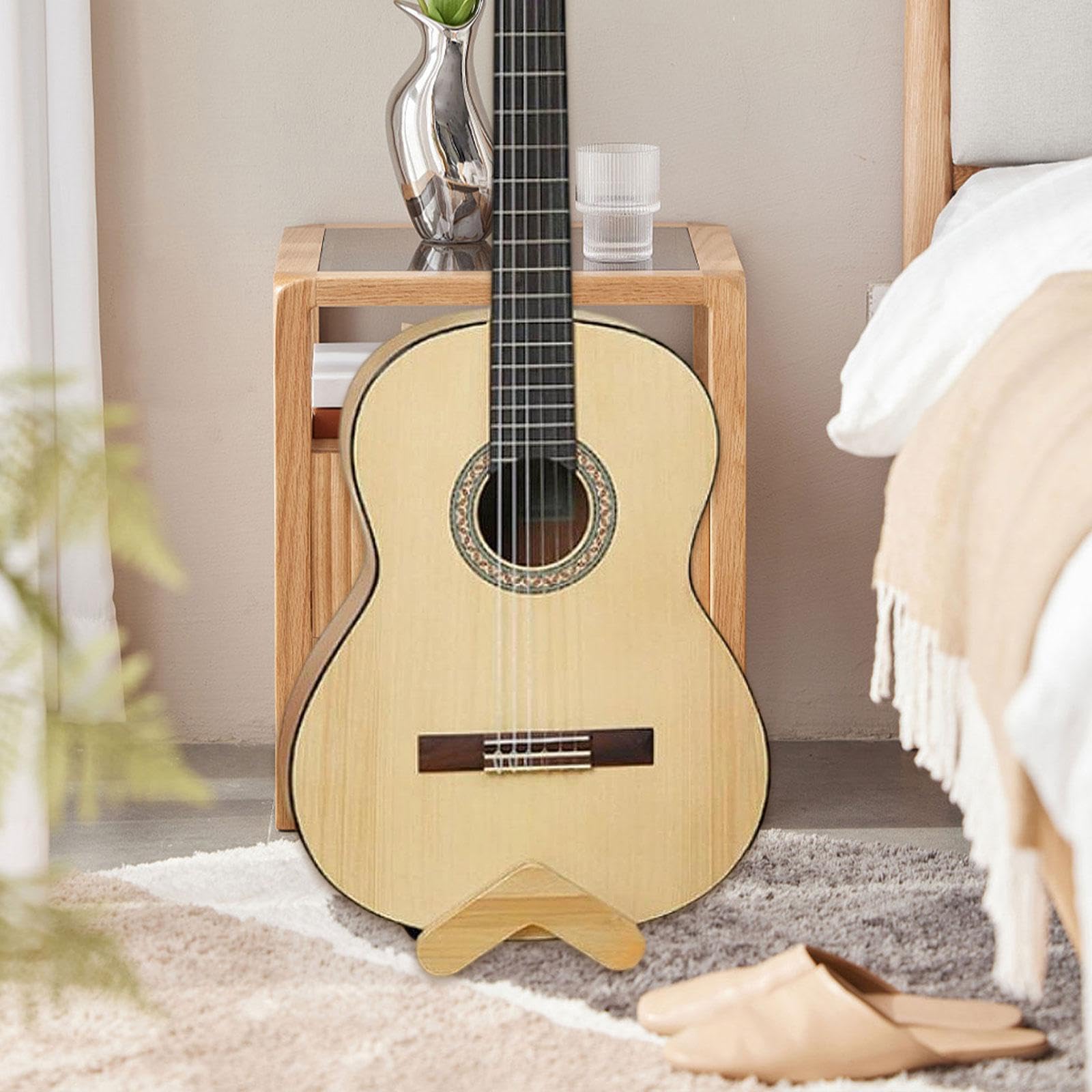Gralara Holzerner Gitarrenhalter mit Verstellbarer Breite Stabil Und Sicher für Alle Gitarrentypen Einfach zu Transportieren für Konzerte Und Zuhause, L