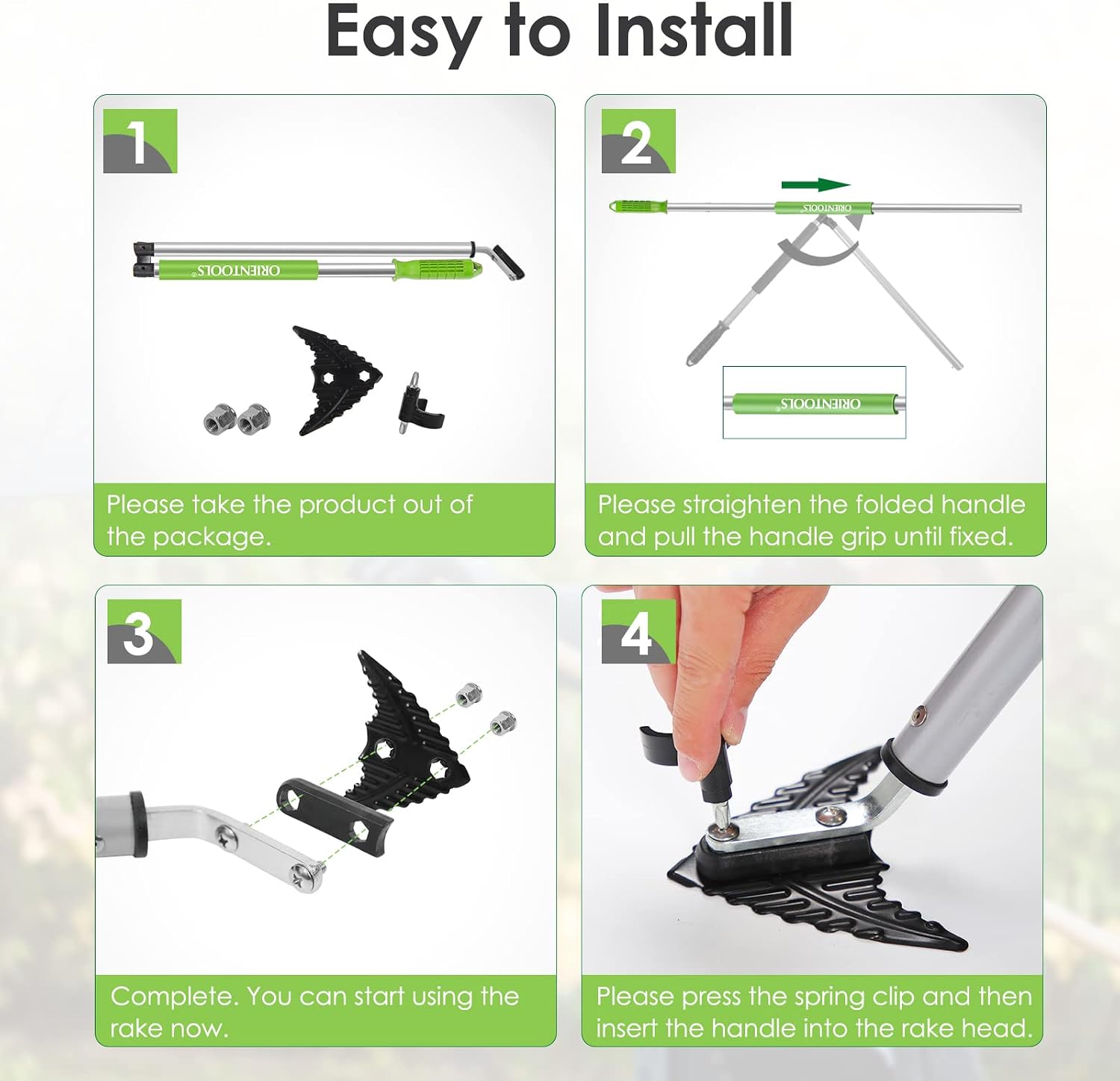 ORIENTOOLS Foldable Garden Hoe for Weeding - 53.5in Garden Hoes for Weeding Long Handle - Hoe Garden Tool for Weeding, Turning and Digging