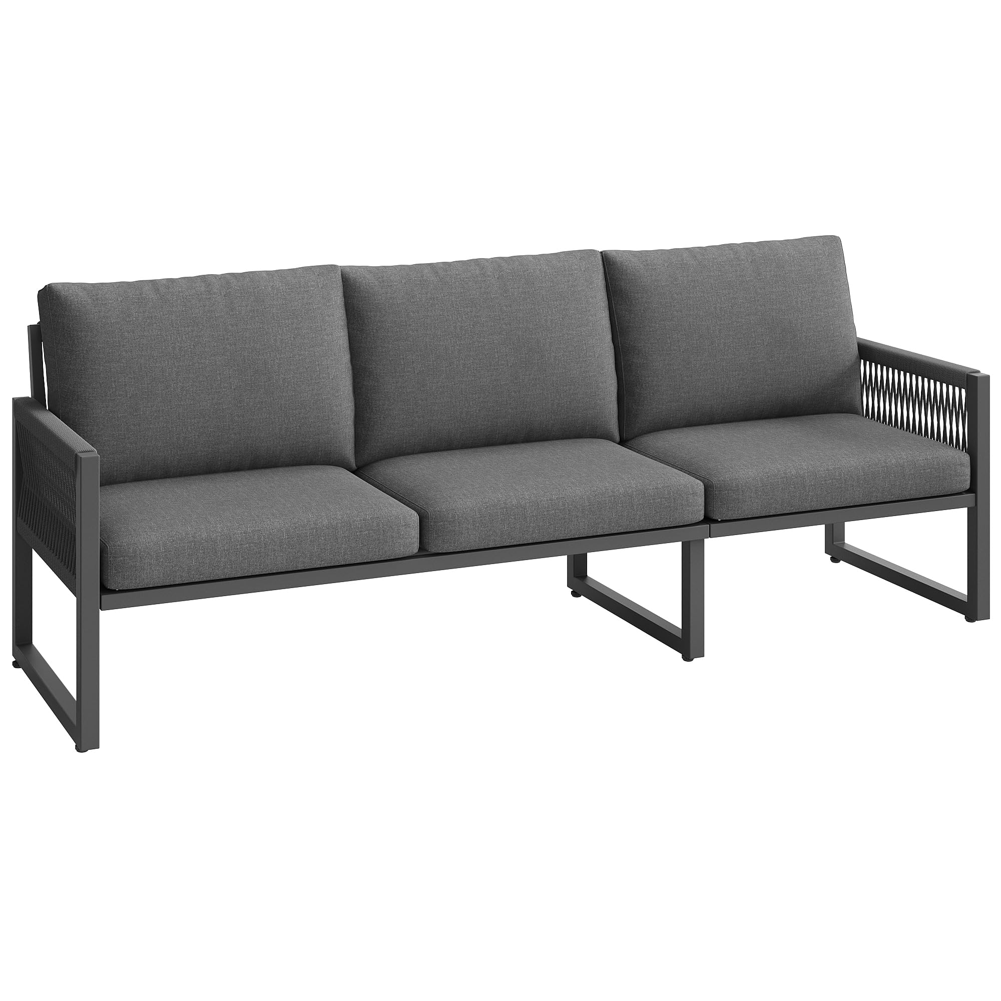 Idemon Gartenmöbel Set Outdoor Sofa 6-7 Sitzer, Gartenlounge-Set für Balkon Terrasse, Gartensofa mit großem Esstisch, Hochwertigen Sitzkissen & Rückenkissen, Wetterfestes Terrassen Sofa Set
