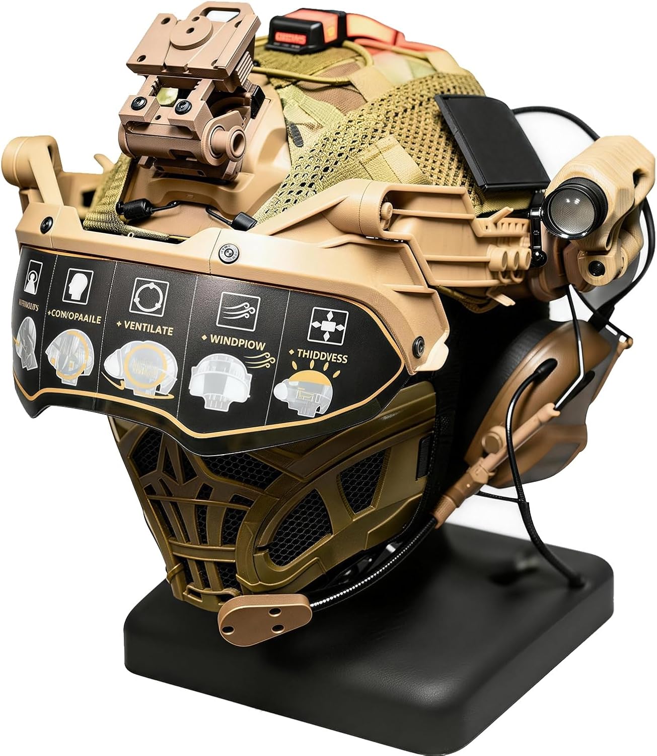 Multifunctional Tactical Fast Helmet, Military Airsoft Bump Helmet 8-in-1 Set, with Headphones and Half-face Mask, for Paintball, Outdoor Field & Cosplay