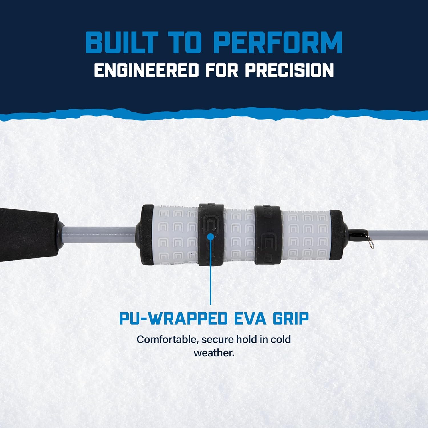 CLAM Jason Mitchell Meat Stick Ice Rod – High-Vis Tip, Balanced Composite Rod, Soft Touch Handle, Ultra-Sensitive for Bites