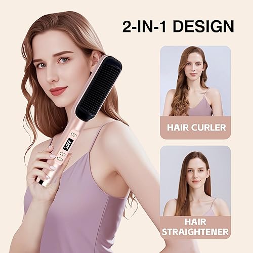 Miniatura 2 de Cepillo alisador de pelo, anillo elegante de barrido iónico, cepillo alisador de pelo para mujeres con 4 temperaturas, peine alisador de pelo de