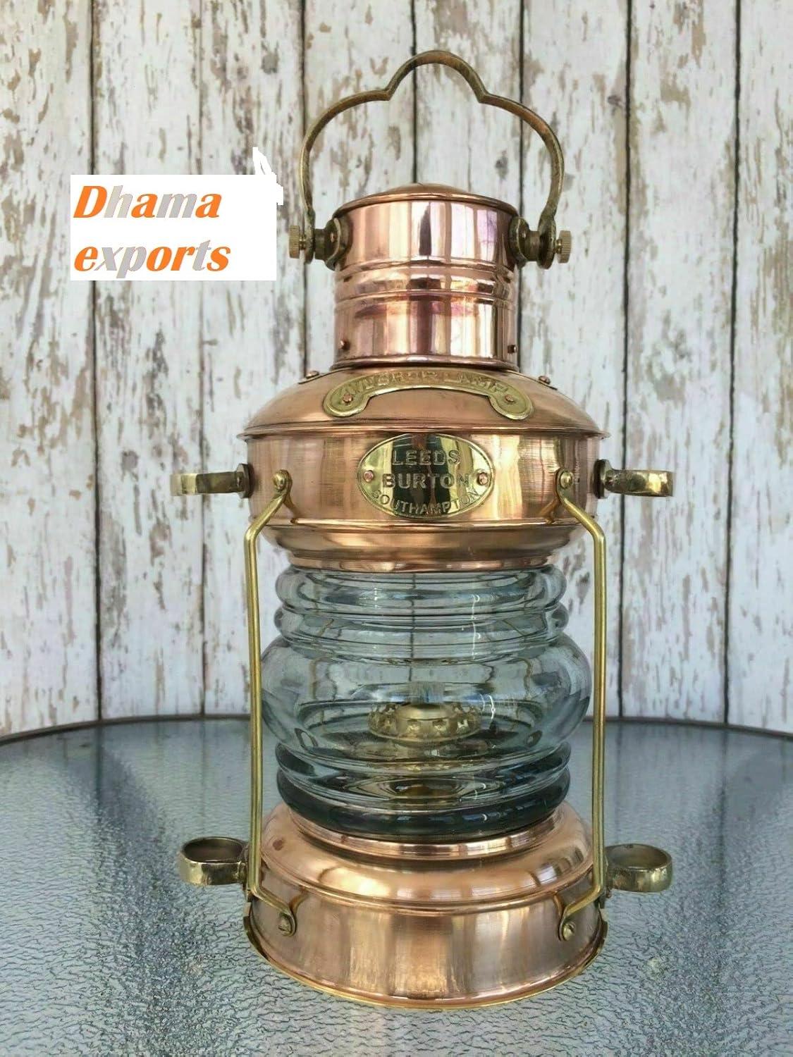 Brass & Copper Anchor Oil Lamp Nautical Maritime Ship