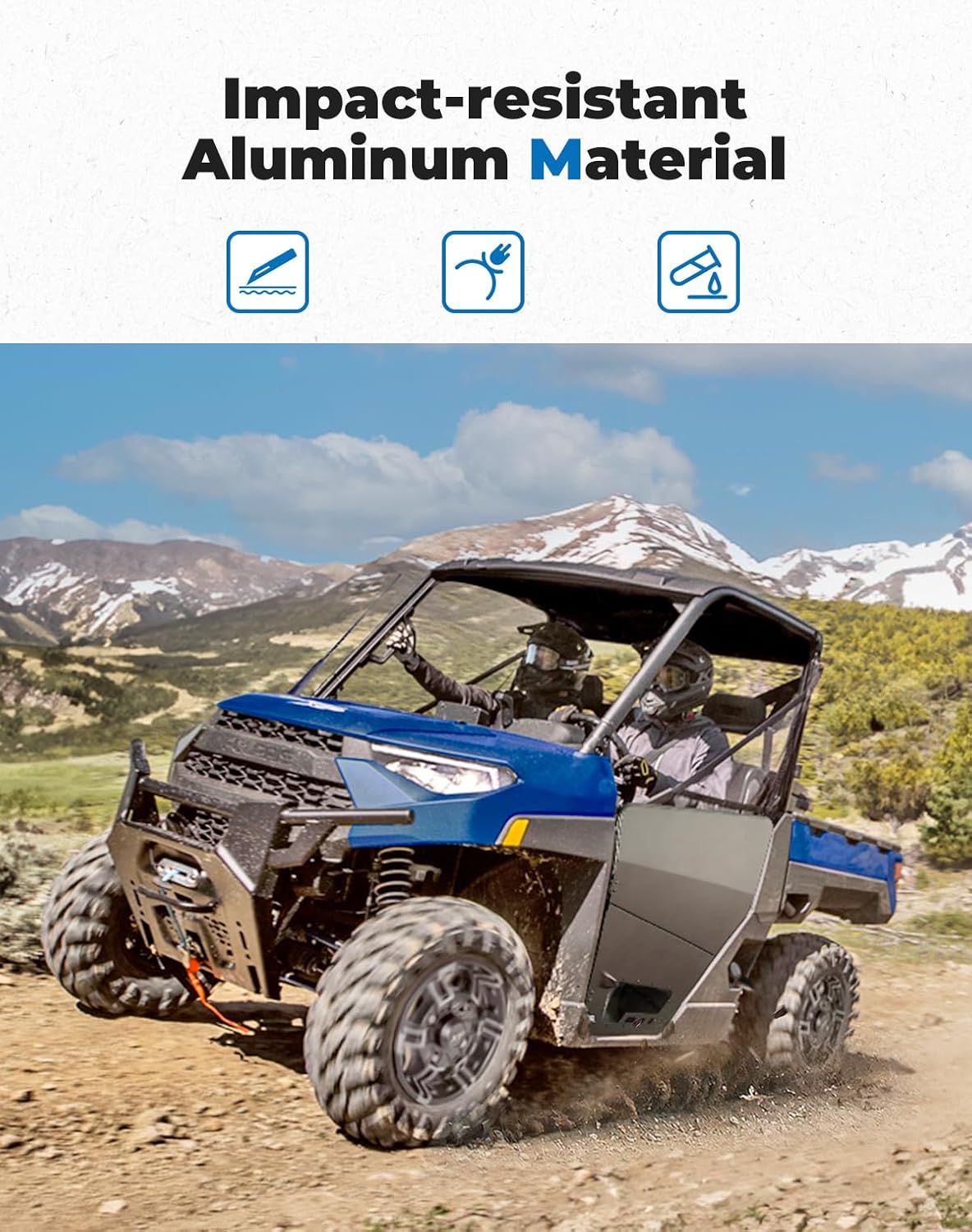 KEMIMOTO Aluminum Half Door Compatible with Polaris Ranger XP 1000 2018-2026, Ranger 1000 2020-2026, Lower Door Panels with PC Window to Expand Visibility