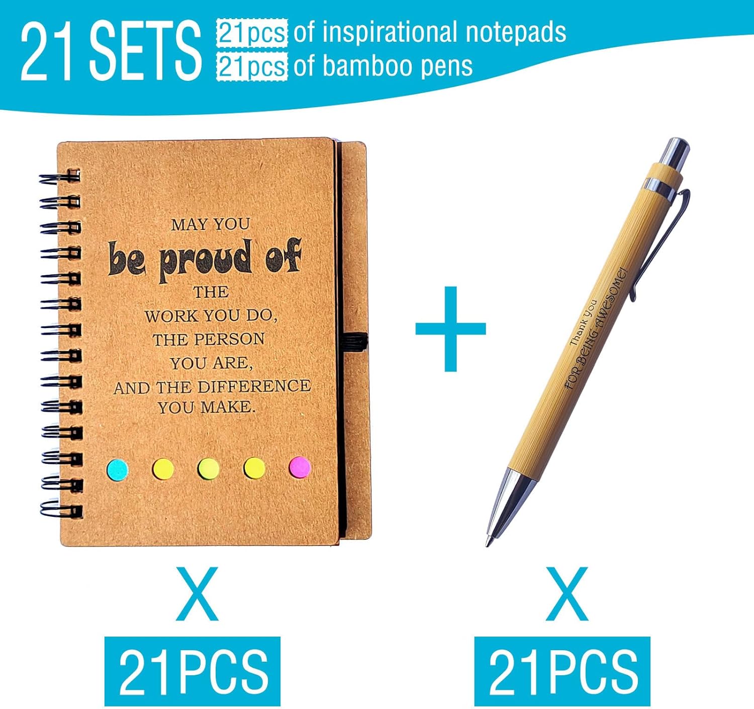 Appreciation Thank You Gifts,21 Set Spiral Notebook with Pen,Employee Appreciation Gifts Bulk,Inspirational Journals Notepads,Small Notebooks for Teachers Students Employee Women Men Work & Note (21 SET)