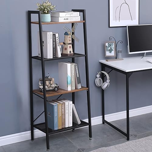 Miniatura 2 de Hybition Estante industrial de 4 niveles, estantería con estante de metal y madera, multifunción, para plantas, flores, exhibidor para jardín,