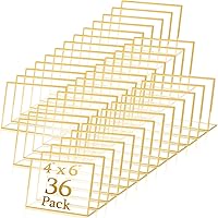 Vista 8 de Paquete de 36 soportes acrílicos con marco dorado, números de mesa, inclinados hacia atrás, soporte de exhibición de menú, soporte transparente