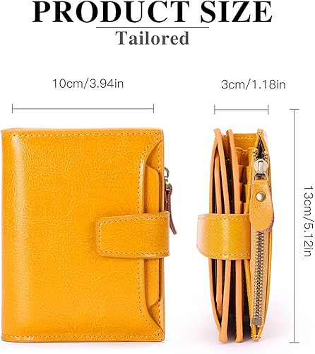 Miniatura 3 de GOIACII - Cartera pequeña para mujer de cuero genuino con bloqueo RFID, bolsillo con cremallera, plegable, tarjetero con ventana para