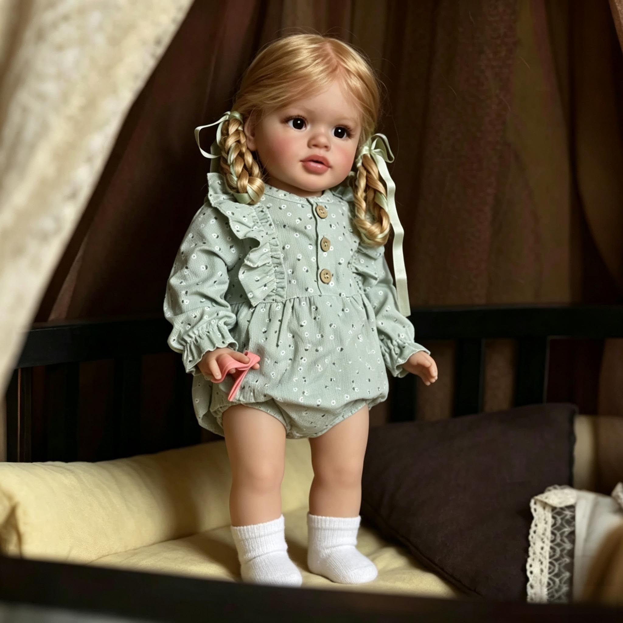 RXDOLL Large Size Reborn Baby Dolls Sweety Girl 26 Inch Realistic Soft Vinyl Reborn Toddler Dolls that Look Real Cloth Body Lifelike Toddler Baby Doll for Kids or Collectors