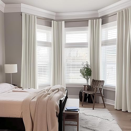 Miniatura 3 de INOVADAY Cortinas 100% opacas para dormitorio de 84 pulgadas de largo, juego de 2 paneles de 2 paneles, cortinas opacas de lino sintético con